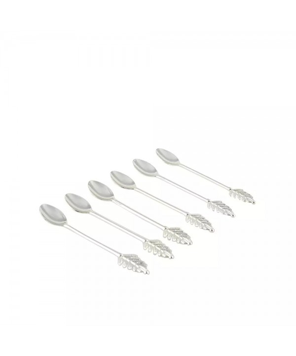 Cuillères à café argent feuille - lot de 6