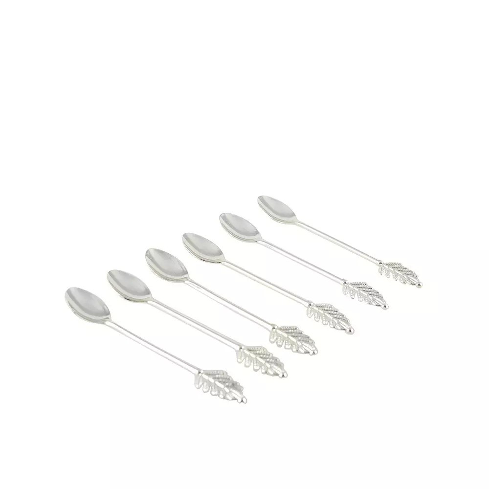 Silver leaf coffee spoons - set of 6