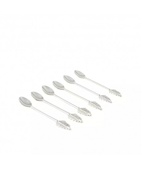 Silver leaf coffee spoons - set of 6