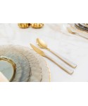 Golden cutlery set with glitter handles - 24 pieces