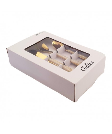 Golden cutlery set with glitter handles - 24 pieces