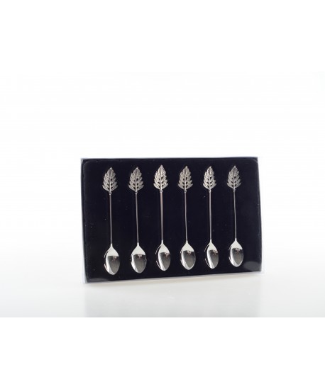 Silver leaf coffee spoons - set of 6