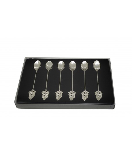 Silver leaf coffee spoons - set of 6