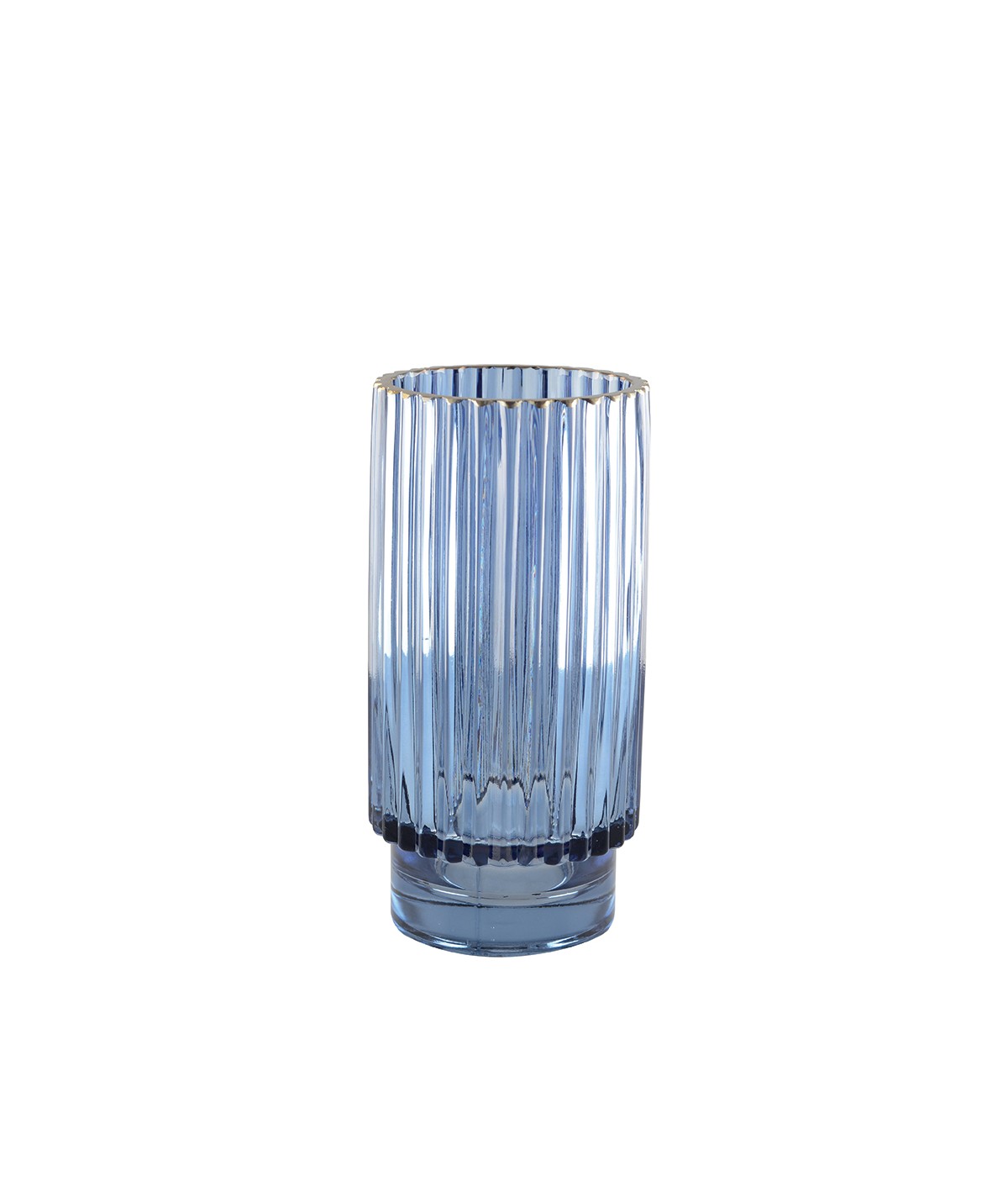 Vase bleu fonce bord doré h.20cm