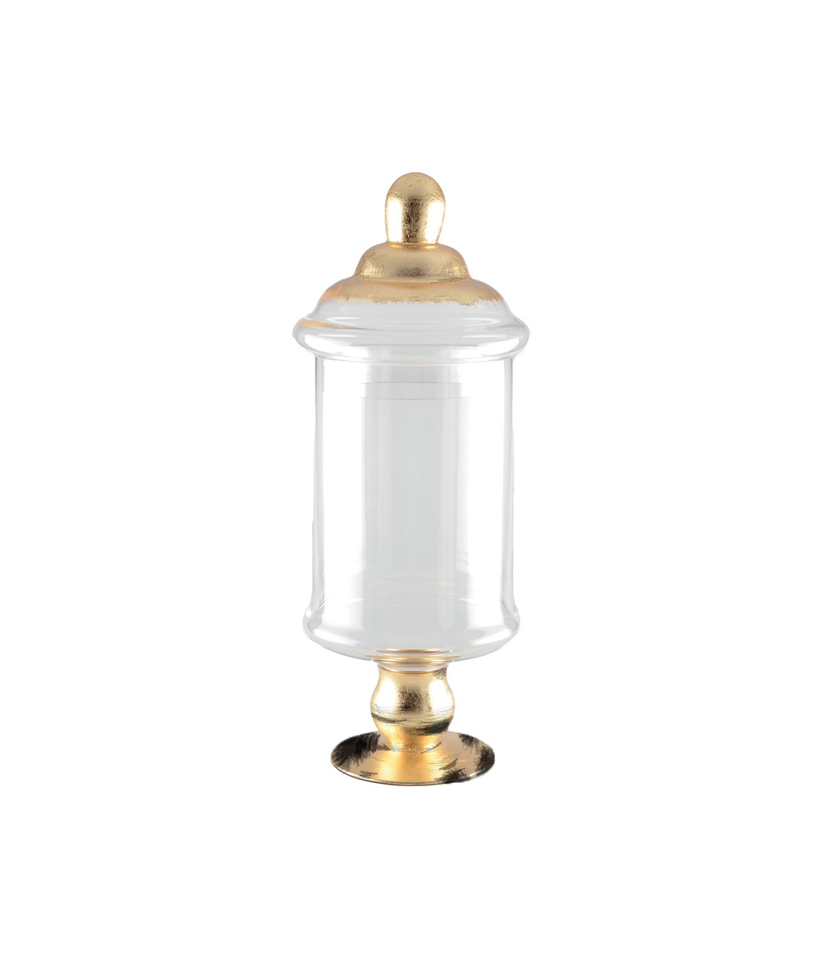 Bonbonnière transparente avec couvercle doré