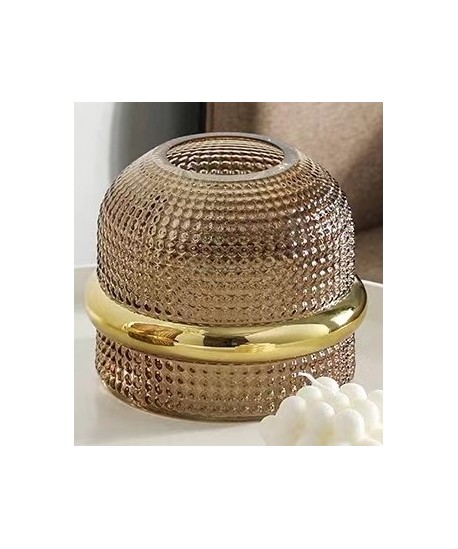 Vase ambre bord doré 18x15cm