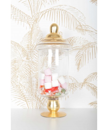 Bonbonnière transparente avec couvercle doré