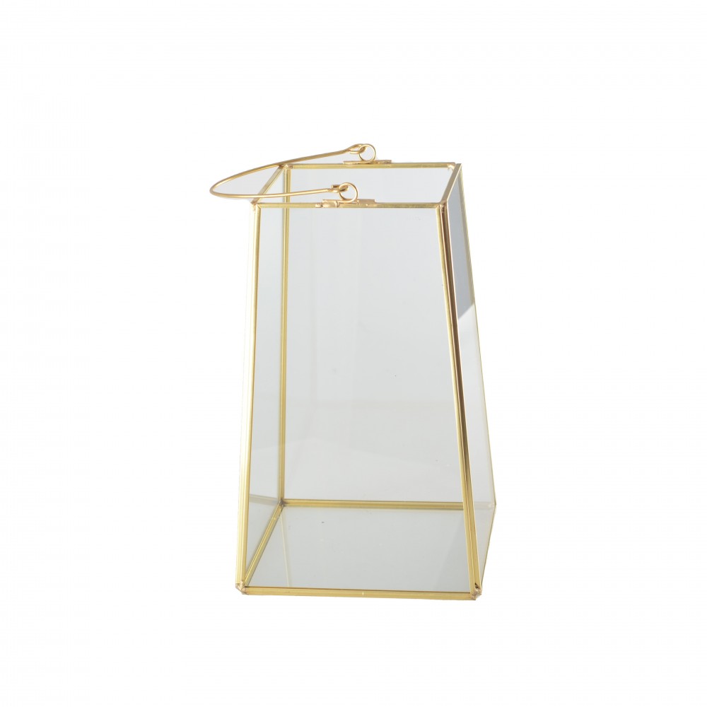 Lanterne bord doré avec anse h20cm