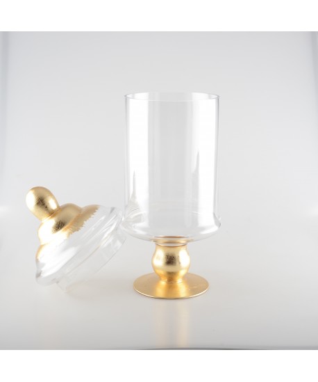 Bonbonnière transparente avec couvercle doré