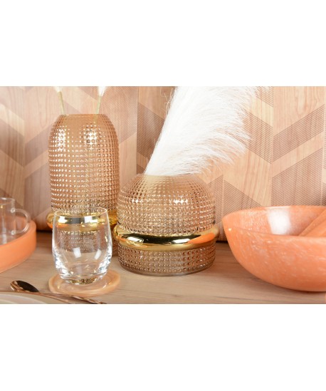 Vase ambre bord doré 18x15cm