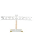 Menorah en cristal 9 feux transparente et dorée h20cm