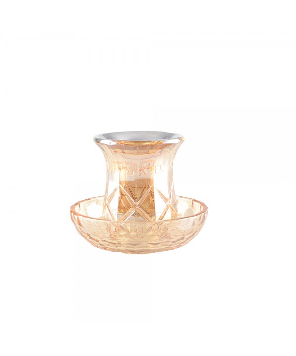 Verre à kiddouch avec soucoupe ambre 11x11x15.5cm
