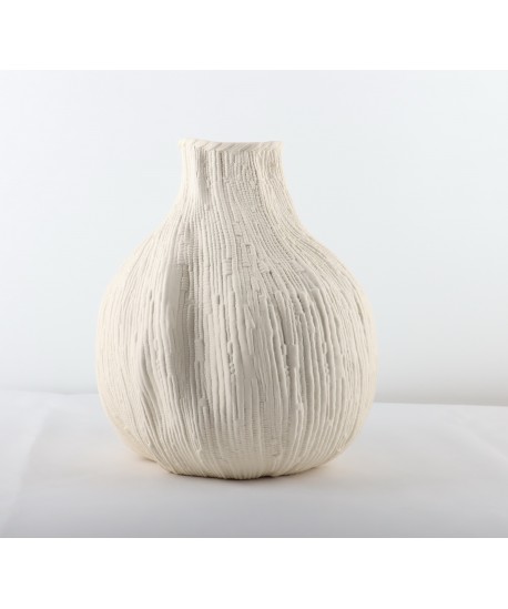 Large creamy white round vase 29x29x32cm