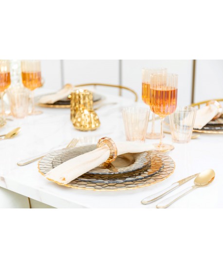 Lot de 6 ronds de serviettes en cristal ambré