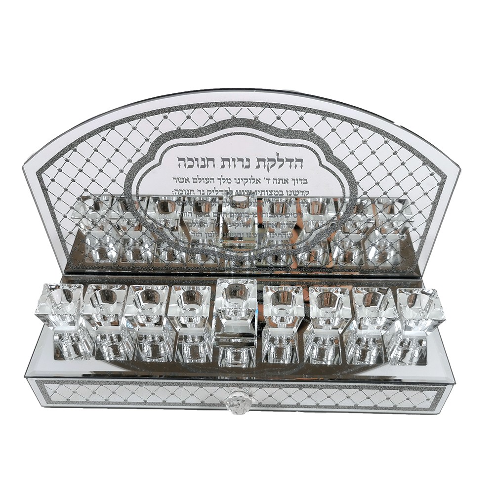 Menorah en cristal 9 feux 30x21x6.5cm