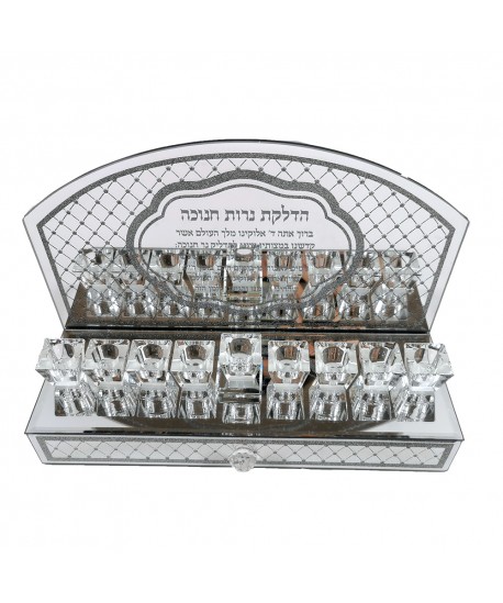 Menorah en cristal 9 feux 30x21x6.5cm