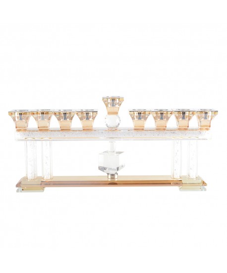 Transparent and golden 9-light menorah 35x5x17.5cm