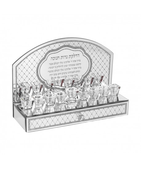 Menorah en cristal 9 feux 30x21x6.5cm