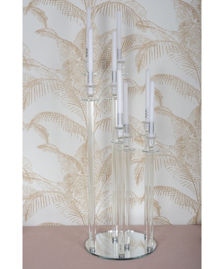 Bougeoir centre de table en cristal 6 feux h77cm