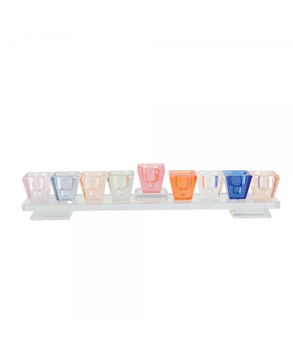 menorah en verre multicolore 27x4x5cm