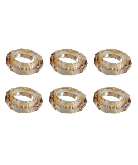 Lot de 6 ronds de serviettes en cristal ambré