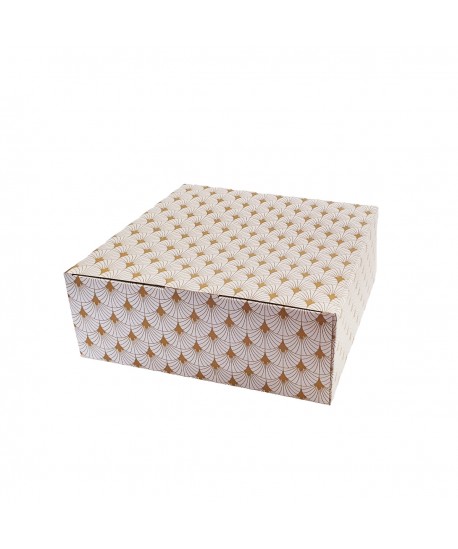 Plat à tarte sur pied crème avec bord doré