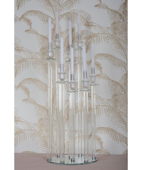 Bougeoir centre de table en cristal 6 feux h77cm