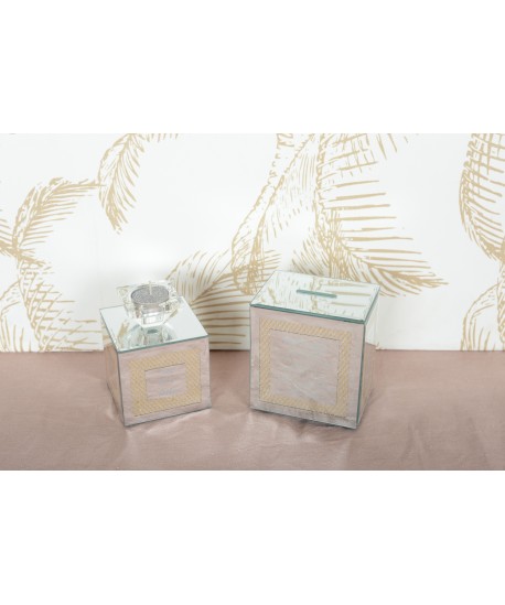 Pair of square Shabbat candle holders 9x9x9cm