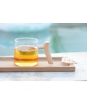 Glass mugs with wooden handle - set of 2