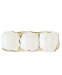 Set de 3 coupelles sur plateau en porcelaine blanche bords dorés