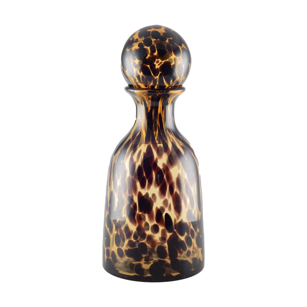 Brown glass carafe with stopper 14x14x32.5cm