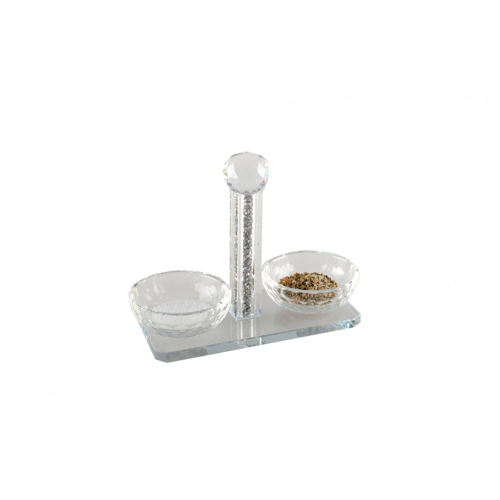Salière et poivrière double cristal