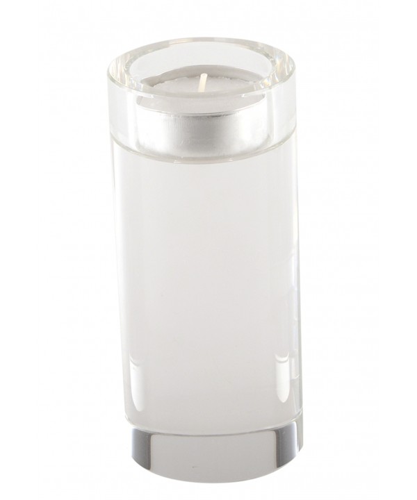 Tall round glass candle holder 12cm