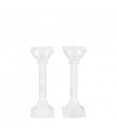 Hebrew writing glass candle holders - set of 2