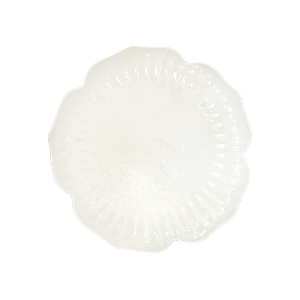 White floral porcelain flat plate 25.5cm
