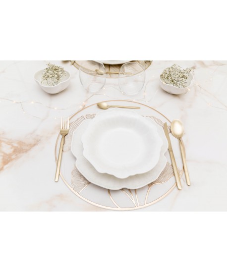 Assiette creuse en porcelaine blanche Florale 21.5cm