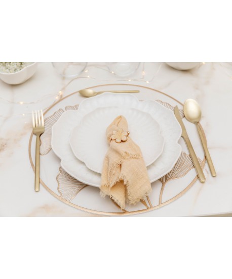 White floral porcelain flat plate 25.5cm