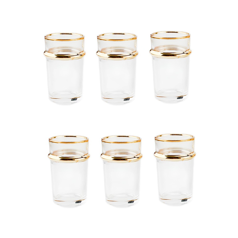 Tasses à thé en verre bords dorés 175ml - lot de 6