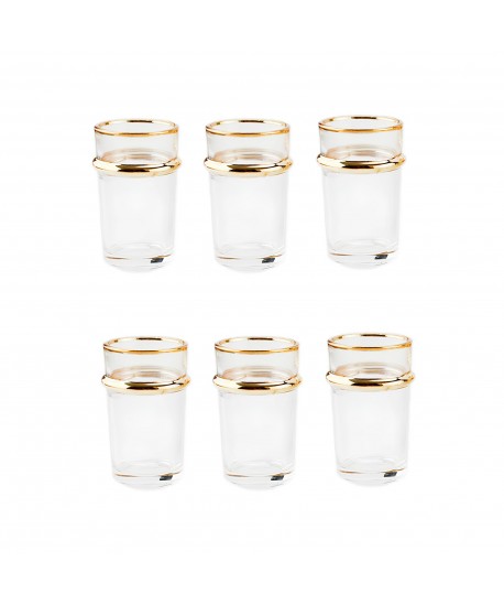 Tasses à thé en verre bords dorés 175ml - lot de 6