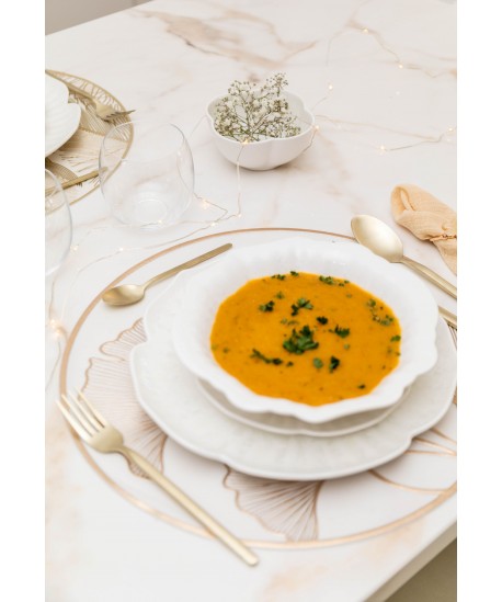 Assiette creuse en porcelaine blanche Florale 21.5cm