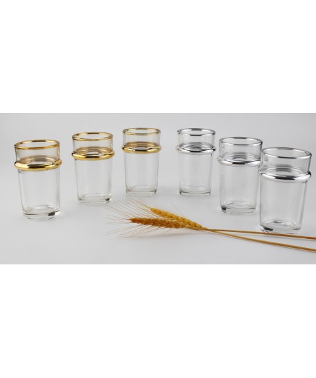 Tasses à thé en verre bords dorés 175ml - lot de 6