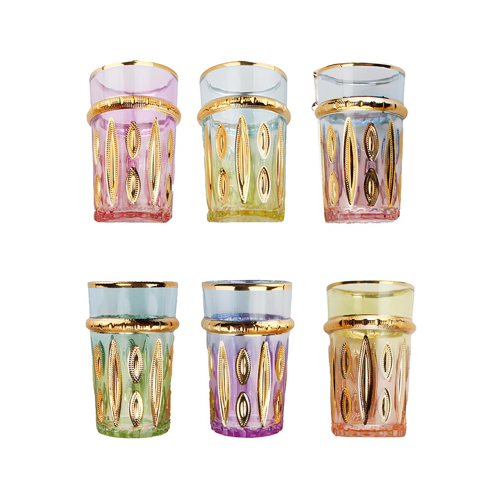 Tasses à thé orientales 6 couleurs - lot de 6