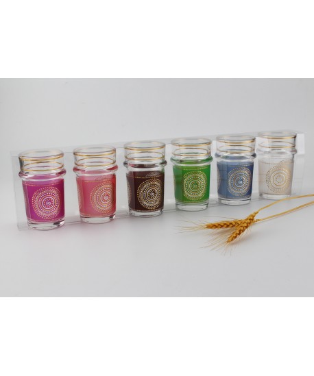 Golden arabesque tea cups 6 colors - set of 6