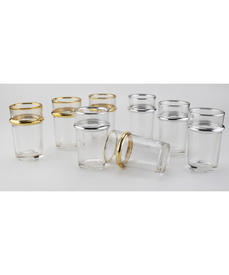 Tasses à thé en verre bords dorés 175ml - lot de 6