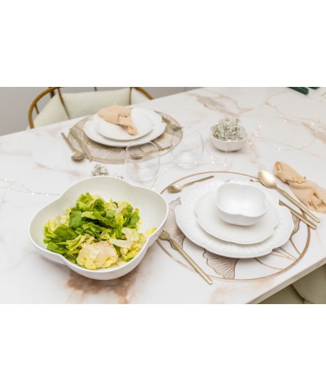 White floral porcelain salad bowl 25.5cm