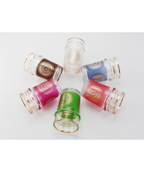 Golden arabesque tea cups 6 colors - set of 6