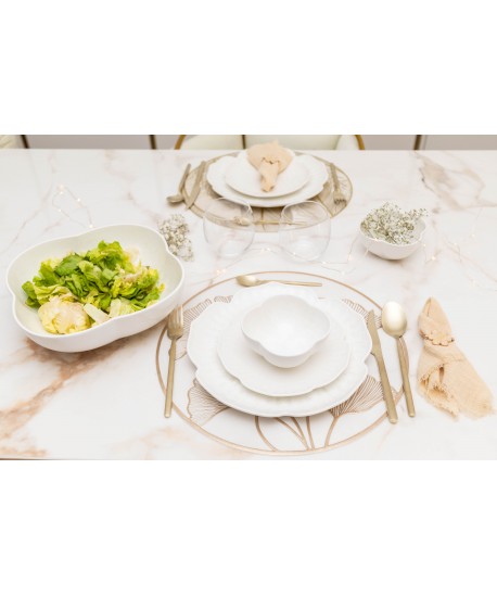 White floral porcelain flat plate 25.5cm