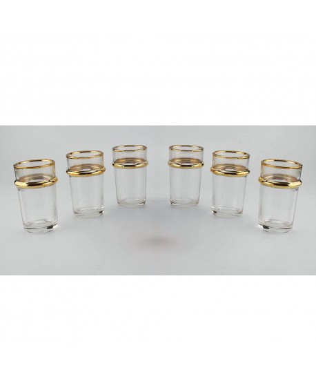 Tasses à thé en verre bords dorés 175ml - lot de 6