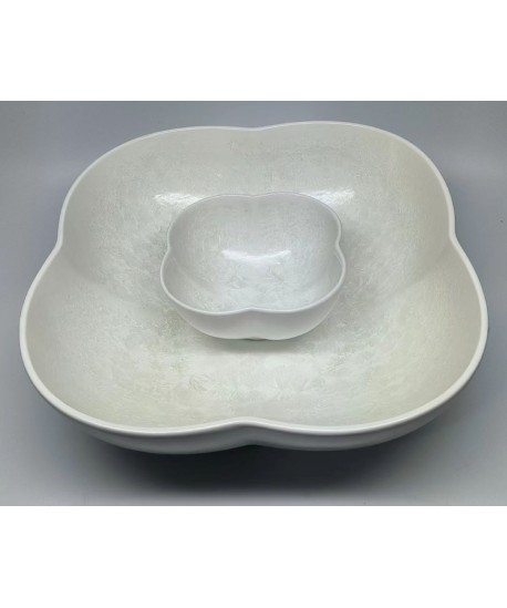 White floral porcelain salad bowl 25.5cm