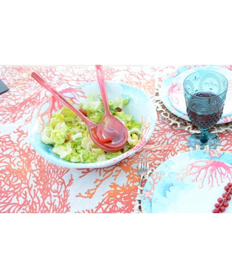 Couverts à salade en résine rouge
